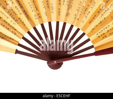 Chinesische Fan isoliert auf weißem Hintergrund Stockfoto