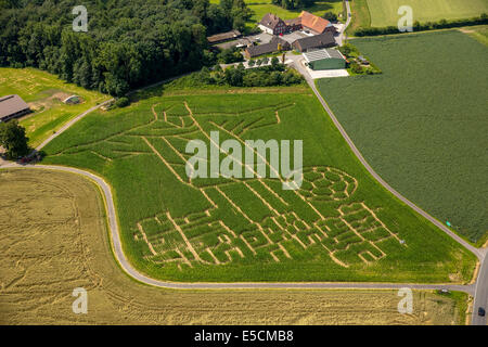 Luftaufnahme, Mais Labyrinth in Form von der Statue von Christus den Erlöser in Rio De Janeiro für die FIFA WM 2014, Selm Stockfoto