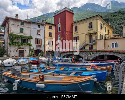 Der alte Hafen von Malcesine, Lago di Garda, Malcesine, Verona Provinz, Veneto, Italien Stockfoto