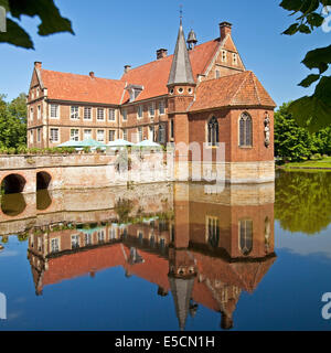 Burg Hülshoff Schloss, Geburtsort der Dichterin Annette von Droste-Hülshoff, Havixbeck, Münsterland, Nordrhein-Westfalen Stockfoto