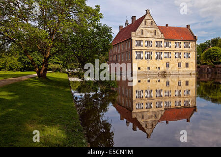 Burg Hülshoff Schloss, Geburtsort der Dichterin Annette von Droste-Hülshoff, Havixbeck, Münsterland, Nordrhein-Westfalen Stockfoto