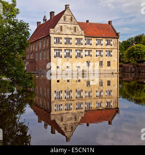 Burg Hülshoff Schloss, Geburtsort der Dichterin Annette von Droste-Hülshoff, Havixbeck, Münsterland, Nordrhein-Westfalen Stockfoto