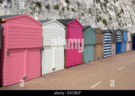 Strand Hütten, Stone Bay, Broadstairs, Kent, England Stockfoto