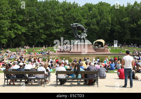 Ein Klavierkonzert statt an der Statue von Frederic Chopin im Lazienki-Park in Warschau, Polen. Stockfoto