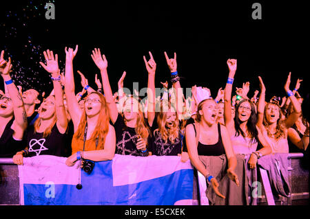 Liberec, Tschechische Republik. 26. Juli 2014. Das Musikfestival Benatska Noc weiter in Vesec areal in Liberec, Tschechische Republik, Samstag, 26. Juli 2014. © Radek Petrasek/CTK Foto/Alamy Live-Nachrichten Stockfoto