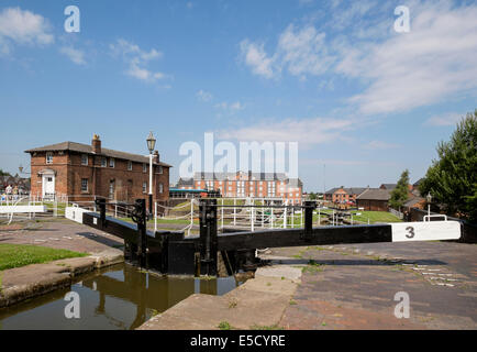 Whitby Sperren für Shropshire Union Canal im Nationalmuseum von Wasserstraßen in Ellesmere Port, Wirral, Cheshire, England, UK, Großbritannien Stockfoto