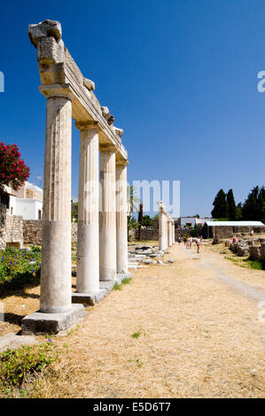 Die restaurierten Spalten der Turnhalle, Western archäologische Zone, Kos-Stadt, Insel Kos, Dodekanes, Griechenland. Stockfoto