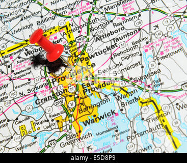 Providence auf US-Karte Stockfoto