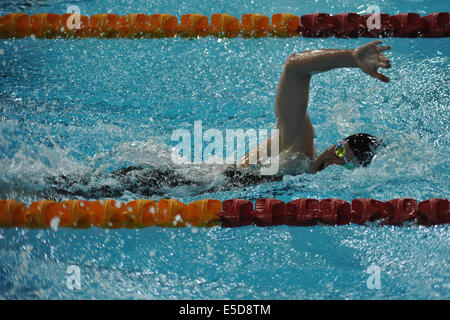 Glasgow, Schottland. 28. Juli 2014. Lauren Boyle (NZL) schwimmen hart während der 800m Freistil am Tag fünf der XX Commonwealth Games in Glasgow am Tollcross Schwimmen der Messe. Boyle hat Silber in einem sehr engen Finish. Bildnachweis: Michael Preston/Alamy Live-Nachrichten Stockfoto
