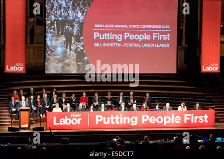 Australien, Sydney. 27h Juli 2014: Bundesrepublik Führer der Arbeitspartei und Führer der Opposition Bill verkürzen richtet sich die NSW Labor jährliche Landeskonferenz in Sydney Town Hall am 26. Juli 2014. Bildnachweis: MediaServicesAP/Alamy Live-Nachrichten Stockfoto