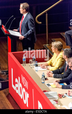 Australien, Sydney. 27h Juli 2014: Bundesrepublik Führer der Arbeitspartei und Führer der Opposition Bill verkürzen richtet sich die NSW Labor jährliche Landeskonferenz in Sydney Town Hall am 26. Juli 2014. Bildnachweis: MediaServicesAP/Alamy Live-Nachrichten Stockfoto