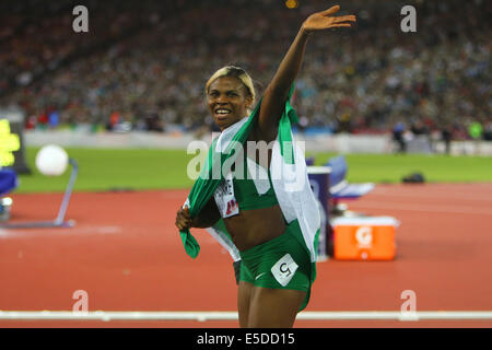 Glasgow, Schottland. 28. Juli 2014. Glasgow Commonwealth Games. 100M-final vom Hampden Park. Segen Ogakbare gewinnt 100m Frauen-Finale für Nigeria Credit: Action Plus Sport/Alamy Live News Stockfoto