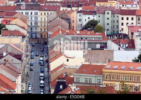 Prag Zizkov Straße Prag Häuser Tschechische Republik Apartments Stockfoto