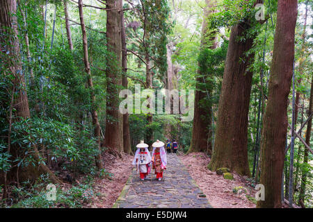 Asien; Japan; Honshu; Präfektur Wakayama; Pilger auf Daimon-Zaka Nachi Tokaido Pilgerweg; Der UNESCO Stockfoto