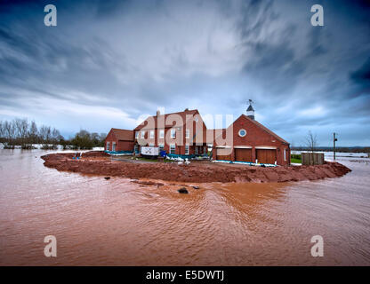 Färber-Farm - der Heimat zuhause Sam Notaro welche He erfolgreich vom Hochwasser im Dorf Moorlandschaften auf dem Somers verteidigt Stockfoto