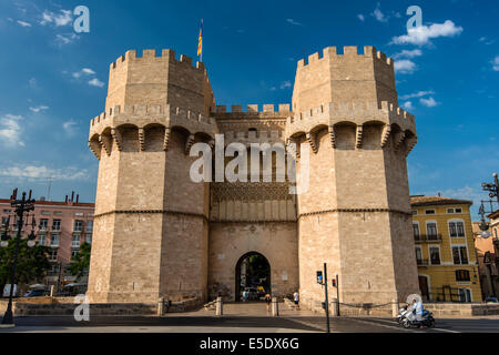 Die Torres de Serrans mittelalterlichen Türme, Valencia, Comunidad Valenciana, Spanien Stockfoto
