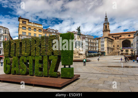 Plaza De La Virgen Blanca, Vitoria-Gasteiz, Alava, Baskenland, Spanien Stockfoto