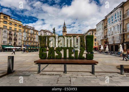 Plaza De La Virgen Blanca, Vitoria-Gasteiz, Alava, Baskenland, Spanien Stockfoto