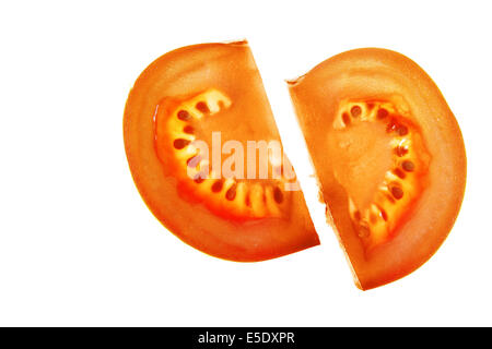 Scheiben von Tomaten über dem weißen Hintergrund isoliert Stockfoto