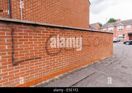 Belfast, Nordirland. 29. Juli 2014. Graffiti: 'Nur die Einheimischen "spraypainted an einer Wand in Belfast. Credit: Stephen Barnes/Alamy leben Nachrichten Stockfoto