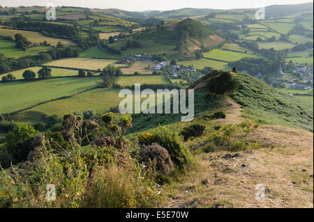 Abend-Blick der Schatten von Hergest Ridge im walisischen Grenzland, Powys, UK Stockfoto