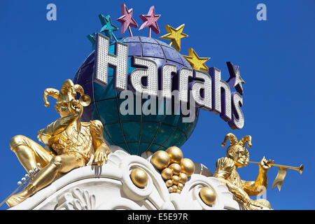 Zeichen für Harrah's Las Vegas ist ein Hotel und Casino auf dem Las Vegasstreifen in Paradies, Nevada gelegen. Stockfoto