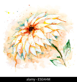 Gruß Hintergrund mit Aquarell Lilie Blume Stockfoto