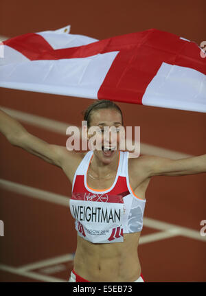 LAURA WEIGHTMAN gewinnt Silber 1500 Meter HAMPDEN PARK GLASGOW Schottland 29. Juli 2014 Stockfoto