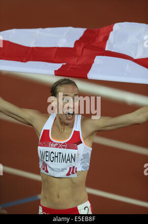 LAURA WEIGHTMAN gewinnt Silber 1500 Meter HAMPDEN PARK GLASGOW Schottland 29. Juli 2014 Stockfoto