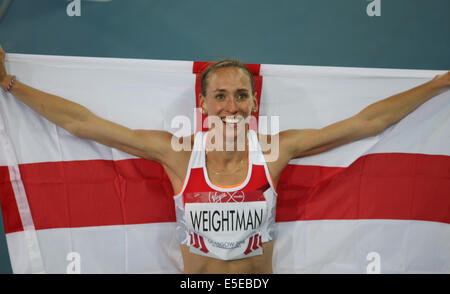 LAURA WEIGHTMAN gewinnt Silber 1500 Meter HAMPDEN PARK GLASGOW Schottland 29. Juli 2014 Stockfoto