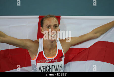 LAURA WEIGHTMAN gewinnt Silber 1500 Meter HAMPDEN PARK GLASGOW Schottland 29. Juli 2014 Stockfoto