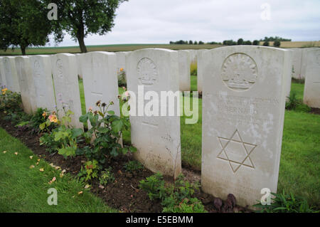 Warlencourt British War Cemetery, Pas-De-Calais, Frankreich Stockfoto