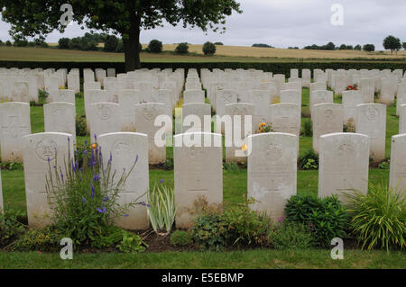 Warlencourt British War Cemetery, Pas-De-Calais, Frankreich Stockfoto