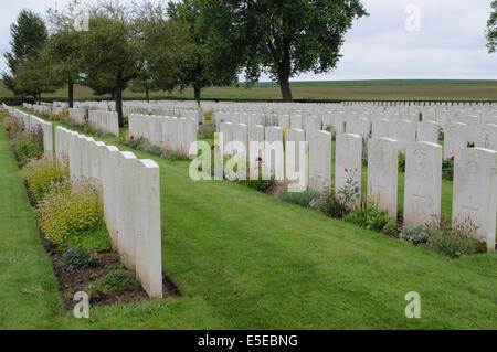 Warlencourt British War Cemetery, Pas-De-Calais, Frankreich Stockfoto