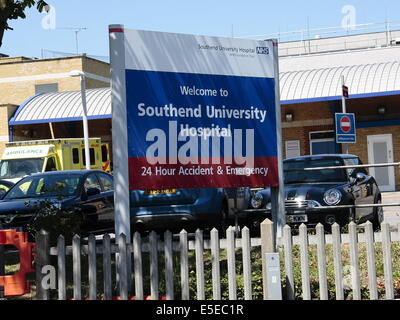 Das Zeichen für das Southend University hospital Stockfoto