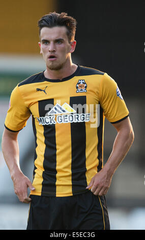 Cambridge, UK. 29. Juli 2014. Vorsaison-freundlich. Cambridge United gegen MK Dons. Ryan Donaldson von Cambridge United. © Aktion Plus Sport/Alamy Live-Nachrichten Stockfoto