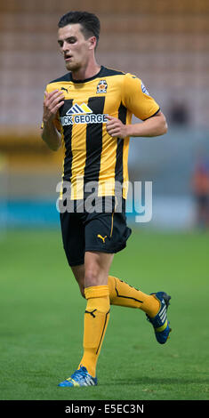 Cambridge, UK. 29. Juli 2014. Vorsaison-freundlich. Cambridge United gegen MK Dons. Ryan Donaldson von Cambridge United. © Aktion Plus Sport/Alamy Live-Nachrichten Stockfoto