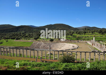 Das Stadion in den Überresten von der Stadt der Antike Messene (auch genannt antike Messini), eine archäologische Ort in der Nähe von Kalamata in Stockfoto