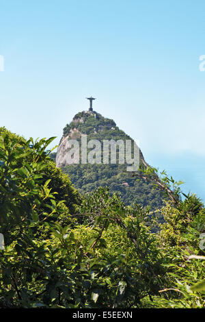 Blick auf die Christus Statue in Tijuca Nationalpark, auf den Corcovado, Rio de Janeiro, Brasilien Stockfoto