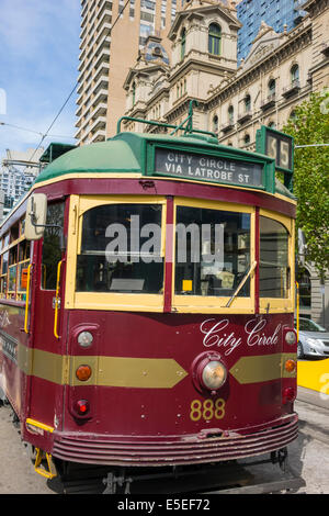 Melbourne Australia, Spring Bourke Street Station, Straßenbahn, Trolley, City Circle Line, AU140321015 Stockfoto