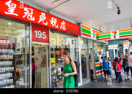 Melbourne Australien, Victoria CBD Central Business, District, Chinatown, Russell Street, hanzi, chinesische Schriftzeichen, Lebensmittelgeschäft, 7 Eleven, 24-Stunden-Geschäft, Stockfoto