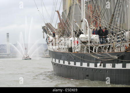 Frankreich: Normandie, Seine maritim, vallee de la Seine, Grand Port de mer de rouen, visite du vieux greement le Belem le 17 mars 2007, bateau pompe, Stockfoto