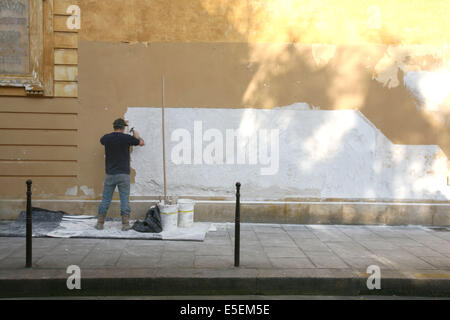 Frankreich, Paris 3e - Le Marais - rue payenne-hotel De Chatillon en Reflexion (sur Rue) peintre, Mur, Stockfoto