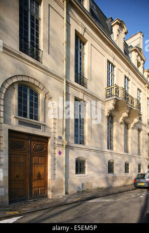 Frankreich, paris 4e, ile Saint louis, Hotel de lauzun, 17 quai d'anjou, propriete de la ville de paris, fadenure sur rue, Stockfoto