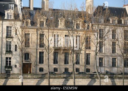 Frankreich, paris 4e, ile Saint louis, Hotel de lauzun, 17 quai d'anjou, propriete de la ville de paris, fadenure sur rue, Stockfoto