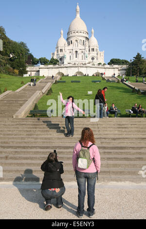 Frankreich, paris 18e, butte montmartre, basilique du sacre coeur, Rolltreppe, Touristenattribel, Stockfoto