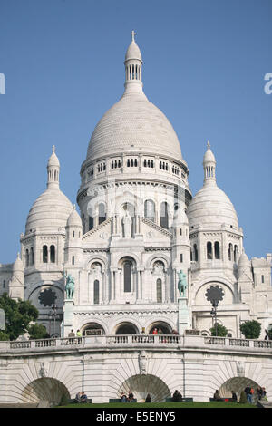 Frankreich, Paris 18e, butte montmartre, basilique du sacre coeur, Detailfassade, Coupoles, Kuppeln, Stockfoto