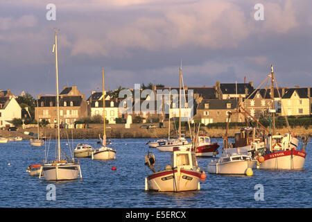 Frankreich, Bretagne, finistere nord, pays du leon, Roscoff, Hafen, bateaux, peche, plaisance, Quais, digue, Stockfoto