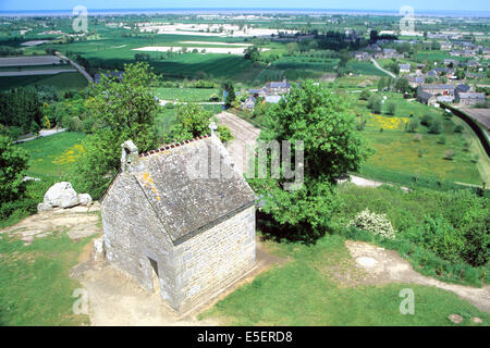 Frankreich, Bretagne, ille et vilaine, pays de la baie du Mont-Saint-Michel, le mont-dol, chapelle, Panorama, Paysage, vue sur les Polders de la baie du Mont-Saint-Michel Stockfoto