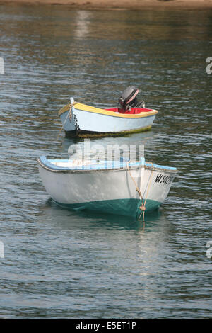 Frankreich, Bretagne, Morbihan, golfe du Morbihan, presqu'ile de rhuys, arzon, Port navalo, Barques au mouillage, Stockfoto